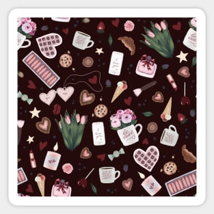 Burgundy Valentine Pattern Sticker